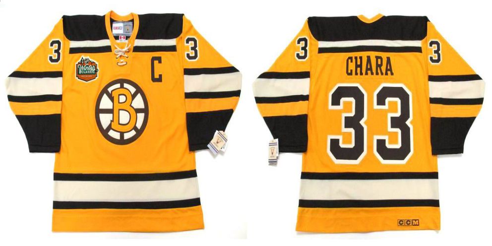 2019 Men Boston Bruins #33 Chara Yellow CCM NHL jerseys->boston bruins->NHL Jersey